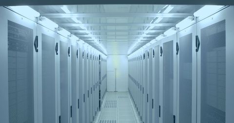 Futuristic Server Room with Digital People Icons Overlay - Download Free Stock Images Pikwizard.com