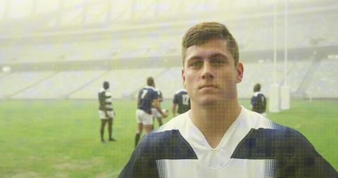 Rugby Player Preparing for Intense Match