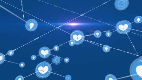 Digital Network Icons on Blue Graphic Interface