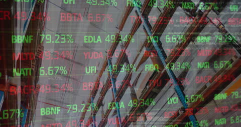 Financial Data Overlay on Warehouse Storage Racks