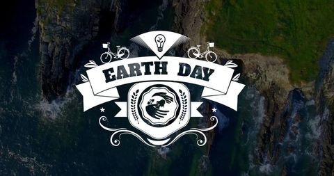 Earth day celebration symbol over natural landscape