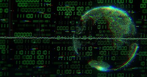 Digital Globe Surrounded by Binary Code and Data - Download Free Stock Images Pikwizard.com
