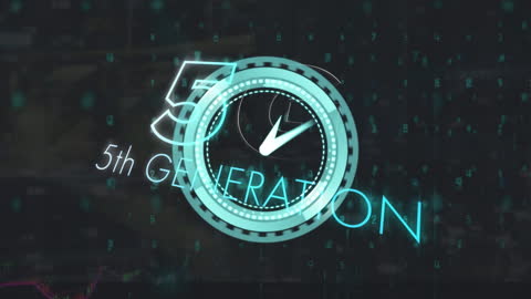 Neon 5G Icon with Financial Data Background