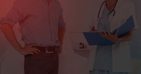 Consultation between doctor and male patient for health assessment