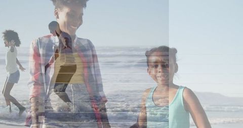 Carefree Family Beach Day with Joyful Splashing