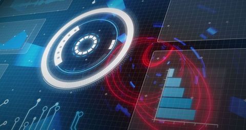 Futuristic Digital Interface with Data Charts and Grid Overlay - Download Free Stock Images Pikwizard.com