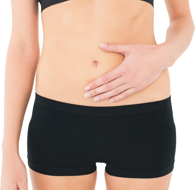 Fit Young Woman Holding Stomach Isolated on Transparent Background - Download Free Stock Videos Pikwizard.com