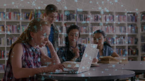 School Children Exploring Digital Network in Library Setting