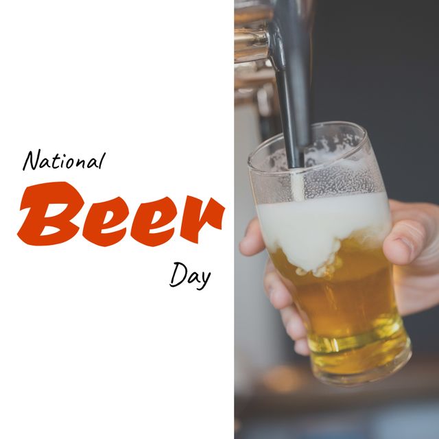 National Beer Day Celebration with Freshly Poured Beer Glass - Download Free Stock Templates Pikwizard.com