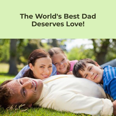 Happy Family Relaxing on Lawn with Father