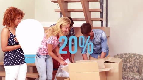 Friends Moving into New Home Concept with Digital Overlay