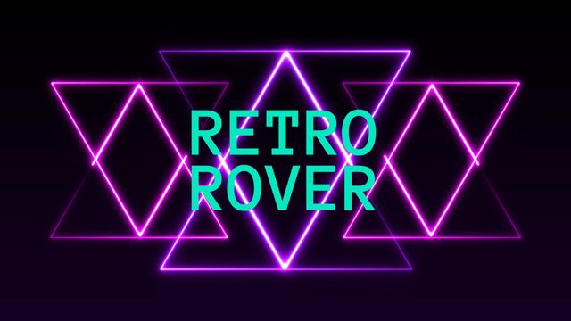 Graphic design featuring vibrant neon triangles and bold text on a black background, evoking a nostalgic 80s feel. Ideal for use in promotional materials, event advertisements, party invitations, or retro-themed branding. Perfect for creating a dramatic and eye-catching visual impact that captures attention.