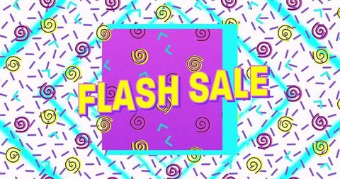 Colorful Flash Sale Banner with Abstract Retro Background