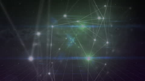 Abstract Network Connections with Luminous Geometric Shapes