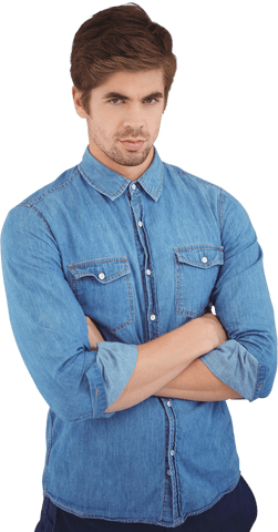 Confident Hipster in Denim Shirt With Arms Crossed on Transparent Background - Download Free Stock Videos Pikwizard.com