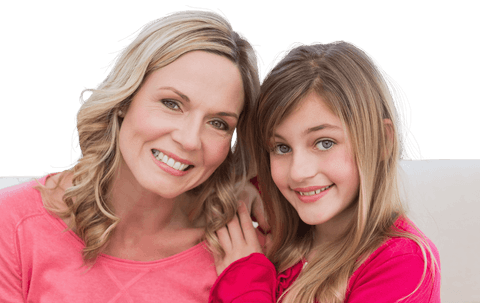 Beaming Mother and Daughter Embracing on Transparent Background