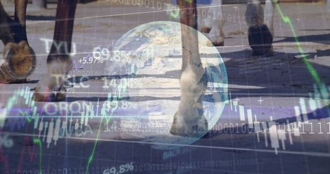 Global Market Integration with Cryptocurrency and Technology Symbolism