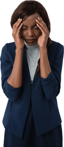 Transparent Background Businesswoman Suffering from Headache