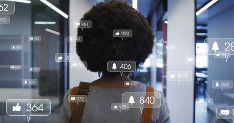 Businesswoman Immersed in Digital Engagement Concepts