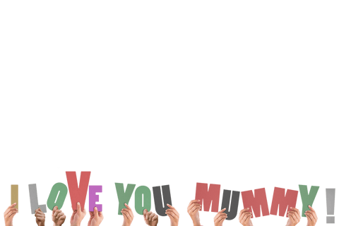 Transparent Hands Holding I Love You Mummy Message