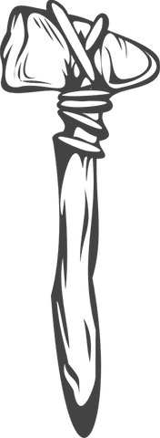Primitive stone hammer on transparent background