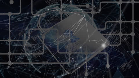 Digital Network Connections Overlaying Global Map