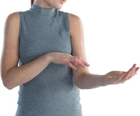 Transparent Woman Demonstrating Marketing Gesture Arm Emphasis - Download Free Stock Videos Pikwizard.com