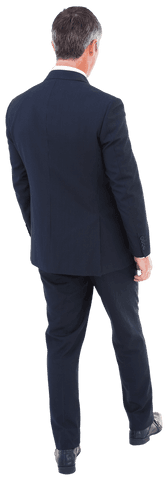 Transparent Rear View Businessman with Gray Hair In Suit