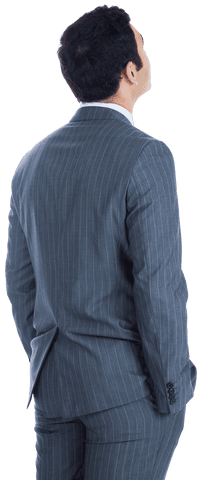 Rear View Biracial Businessman Looking Up Transparent Background