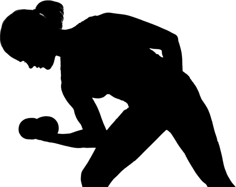 Transparent silhouette woman lifting dumbbell in fitness pose