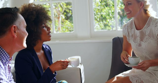 Diverse Friends Having Coffee and Engaging Conversation Indoors - Download Free Stock Images Pikwizard.com