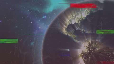 Animated Rotating Globe with Digital Glitch Effects