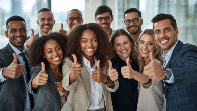 Diverse Team of Professionals Celebrating Success in Modern Office