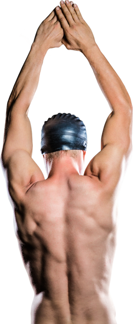 Transparent rear view of swimmer in swimming cap preparing to dive pose - Download Free Stock Videos Pikwizard.com