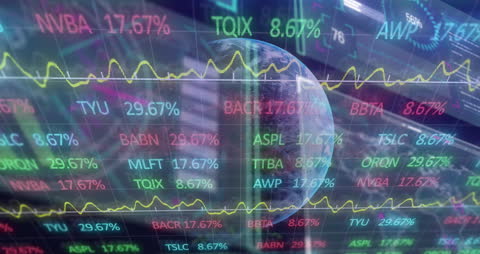 Digital Financial Data Overlay with Earth Globe Visualization