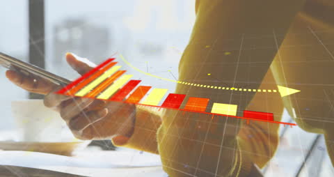 Digital Graph Overlay with Person Using Smartphone