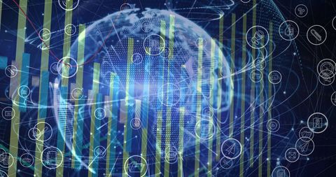 Global Financial Data Overlay with Futuristic Interface - Download Free Stock Images Pikwizard.com