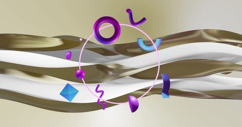 Abstract Shapes Against Dynamic Wavy Background