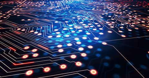 Digital Circuit Board with Dynamic Light Trails Symbolizing Data Flow - Download Free Stock Images Pikwizard.com