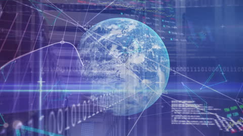 Globe Hologram with Financial Data and Analysis