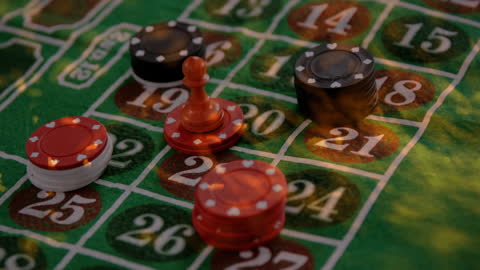 Casino Poker Chips on Roulette Table with Dynamic Animation
