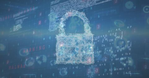 Digital Lock Amidst Cybersecurity Threats and Code Warnings - Download Free Stock Images Pikwizard.com