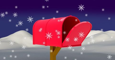 Winter Red Mailbox with Falling Snowflakes Scenic Background - Download Free Stock Images Pikwizard.com