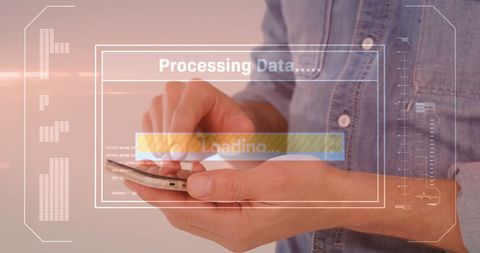 Data Processing Overlay on Young Man Using Smartphone - Download Free Stock Images Pikwizard.com