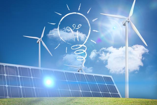 Useful for articles, blogs, and presentations about renewable energy, sustainability, and green technology solutions. Ideal for illustrating topics on eco-friendly power sources and advanced energy systems.