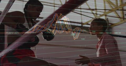 Boxer Receiving Guidance Alongside Performance Metrics Display