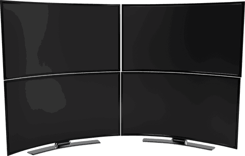 transparent curved monitor display black quad setup technology - Download Free Stock Videos Pikwizard.com