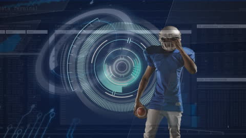 American Football Player in Futuristic Virtual Environment