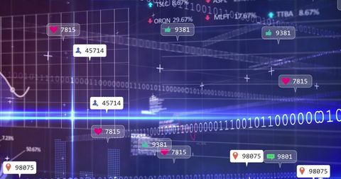 Social Media and Stock Data Integration with Digital Graphics - Download Free Stock Images Pikwizard.com