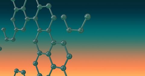 Futuristic molecular structure on gradient background
